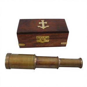 Artículos de regalo promocionales de telescopio de oro antiguo, caja náutica con logotipo personalizado, telescopio de latón embalado, artículos de decoración del hogar - Product Image 1