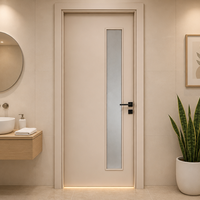 Porte intérieure en verre en composite bois-plastique (WPC) avec panneau lisse, étanche, insonorisée et vitrée pour la décoration de la maison