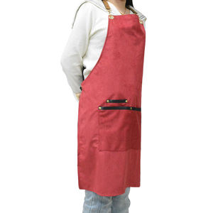 Premium Soft Suede Apron with Pockets Adjustable Straps Kitchen Apron Stylish Suede Apron for Baking <b>Cooking</b> Daily Household Use - Product Image 2
