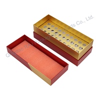 Boîte d'emballage rigide en carton rouge et or pour liquide oral avec couvercle coulissant, boîte en papier avec insert en feuille d'or