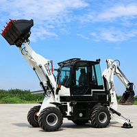 Diesel 58kW 4 Wheel Drive Backhoe Loader Front Bucket Digger 0.65cbm Peralatan Konstruksi Kompak CE EPA Euro 5