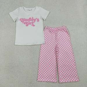Conjunto de 2 Piezas RTS MAMA'S Bestie, Camiseta Informal con Estampado Transpirable para Niñas y Pantalones Anchos, Ropa para Niñas, Niña de Papá, Venta al Por Mayor - Product Image 3