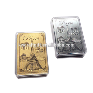 Jeu <span class=keywords><strong>de</strong></span> divertissement, cartes <span class=keywords><strong>de</strong></span> <span class=keywords><strong>poker</strong></span> <span class=keywords><strong>Tour</strong></span> Eiffel, feuille d'or et d'argent, cartes à jouer imperméables avec boîte transparente - Product Image 5