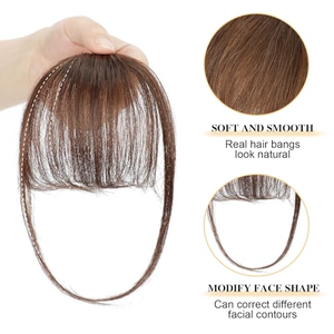 แฮร์พีชหน้าม้าแบบคลิปหนีบ สีน้ำตาล พรีเมียม เกรด Remy <span class=keywords><strong>ผม</strong></span>แท้จากยุโรป 100%  ทำมือ  <span class=keywords><strong>ทรง</strong></span>เกาหลี  แบบ Wispy  พร้อมผมด้านข้าง - Product Image 2