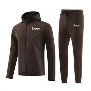 Sudadera con capucha y logotipo personalizado para hombre, conjunto deportivo, chaqueta con cremallera completa de secado rápido, uniforme con capucha para gimnasio, chándal. - Product Image 1