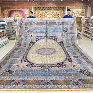 Tapetes grandes árabes feitos à mão em forma de tapete persa 10x14 pés Dubai Descrição preço tapete de seda falso Reino Unido