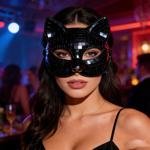 Masque de chat style boule disco - Costume d'animal réfléchissant et mignon pour fête à thème, boîte de nuit, rave, accessoire d'Halloween - Product Image 3