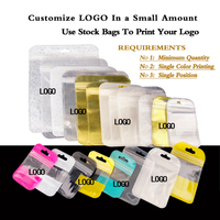 Sacs en plastique transparent givré avec logo imprimé personnalisé, sacs à fermeture éclair pour accessoires cadeaux
