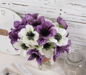Fleur d'anémone artificielle en soie de qualité supérieure B-403, blanche, tige unique - Anémone de mer artificielle réaliste pour la décoration de la maison, en vrac - Product Image 1