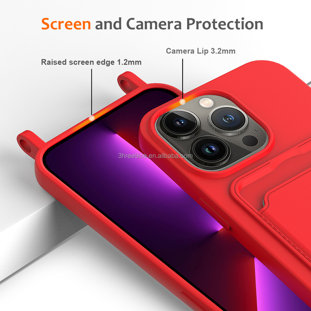 Silicone Imitation Retro Wallet Phone Case with Lanyard Shockproof Card Slots for 15/13 Pro Max & More Models