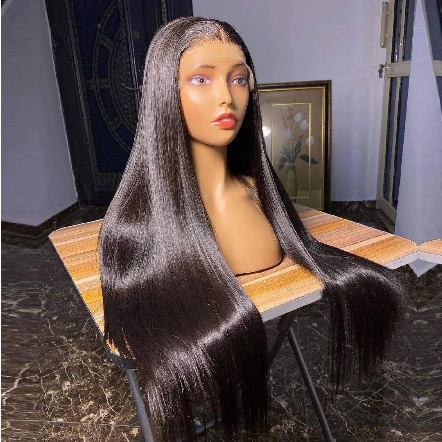 Wholesale Cheap Bone Straight Human Hair Lace Front Wig For Black Women HD Lace Frontal Wig Human Hair Extensions & Wigs