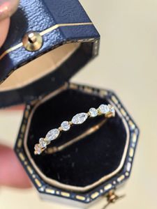 Xinfly 18K <b>Gold</b> 0.52ct Lab Diamond Marquise & Round Diamond Half Eternity Engagement <b>Ring</b> - Product Image 2