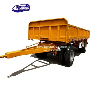 20ft Volledige Trailer Twee Stalen Wiel Kleine Mini Tractor Towing Zijwand Volledige Trailer Side Dumper Met Dissel