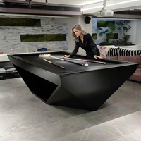 Table de billard moderne en bois massif double usage (repas et jeu) 7/8/9 pieds avec plateau en ardoise et coussinets, pour usage professionnel, domestique et commercial