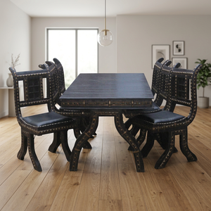 Ensemble de table à manger en bois traditionnel avec 4 chaises, style antique, mobilier de maison, design durable pour hôtel, maison, restaurant, vente en gros - Product Image 4