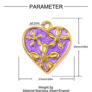 Dijes de Corazones de Lujo en Acero Inoxidable 316L con Baño de Oro PVD de 14k/18k, Resistentes al Agua, para Fabricación de Joyería, Pulseras y Collares - Product Image 6