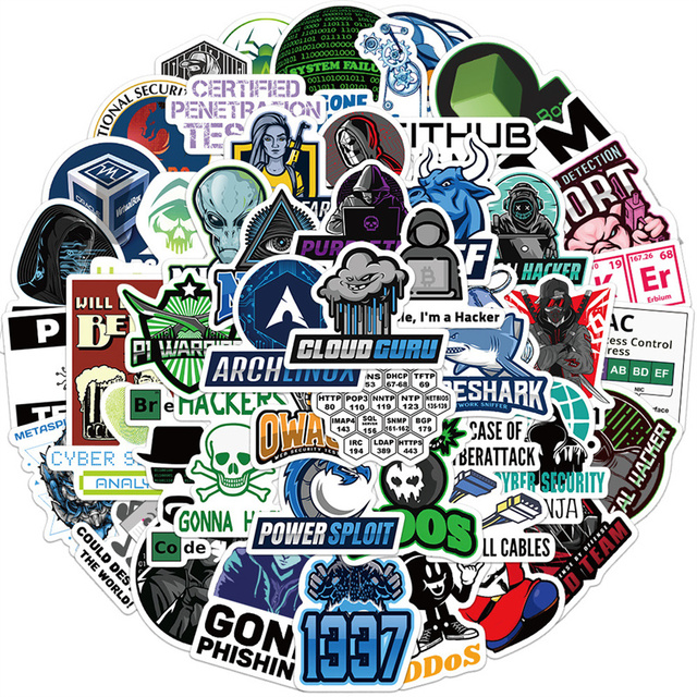 50pcs Computer Programmer Stickers,Cyber Hacker Aesthetic Vinyl Decals for Laptop, Water Bottle