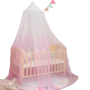 Kids Bed Canopy Mosquito Net Pink And White Gradient Color Baby