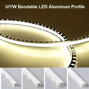 Profilé LED en aluminium courbé <span class=keywords><strong>U</strong></span>/YW, flexible, pour plafond dissimulé, avec diffuseur en silicone, pour décoration murale et au sol, bande lumineuse - Product Image 1