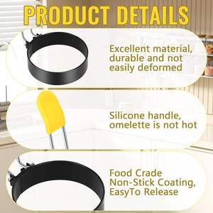 Offre Spéciale : Moule à œufs en acier inoxydable avec poignée en silicone, lot de 2 moules ronds pour petit-déjeuner, outil de cuisson domestique - Product Image 3