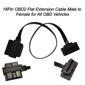 Câble d'extension plat OBD2 flexible de haute qualité à 16 broches, mâle vers femelle, <span class=keywords><strong>fil</strong></span> fin pour scanner de diagnostic automobile, traceur GPS, HUD - Product Image 1