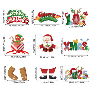 2025 joyeux noël bannière <span class=keywords><strong>Garage</strong></span> porche décor bonhomme de neige porte tenture murale signes père noël ornement maison vacances fête fournitures - Product Image 2