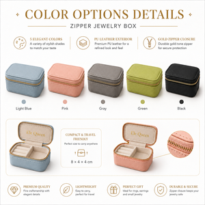 Custom Mini Velvet Jewelry <b>Box</b> with Zipper Closure Portable Jewelry Organizer Case for <b>Rings</b> Earrings and Small Accessories - Product Image 3