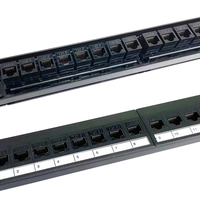 12 24 48 Panel Patch kabel jaringan Port CAT 5 CAT 6 dengan Panel Patch serat optik UTP konektor RJ45