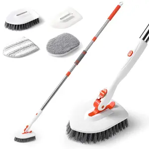 DS2998 Bathroom Kitchen Shower Toilet Wall Sink Cleaning Brush Floor Scrubber Tub Tile Scrubber Brush with Cleaning Pads