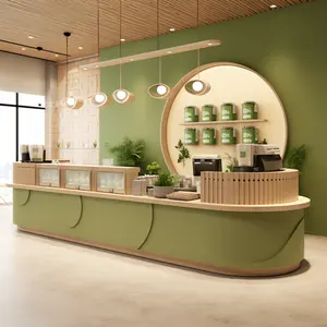 Modern Bubble Tea Coffee Shop Innendekoration Schneider Design Custom Retail Milch tee Geschäfte Display Holz armaturen Großhandel