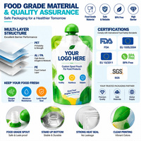 Sachets de yaourt aromatisé imprimés sur mesure, saveur fraise mangue, avec bec verseur et bouchon à vis, sachets souples verticaux en plastique de qualité alimentaire sans BPA, OEM