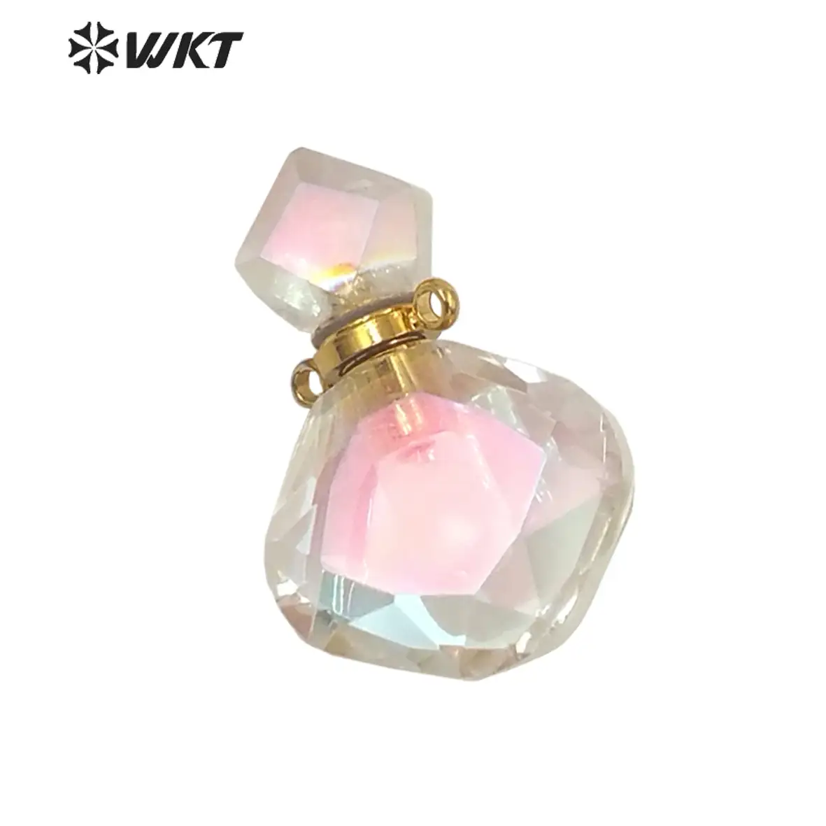 WT-P1674 Amazing Newest fashion faceted cut Angel Aura quartz perfume bottle pendant for necklace