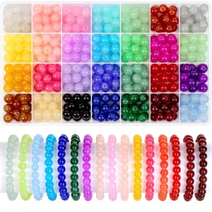 Hot Sale DIY 476 PCS Colorful Crafts Crystal Round Beads Set 10mm Glass Seed Beads Kit for Jewelry Necklace Bracelet Making