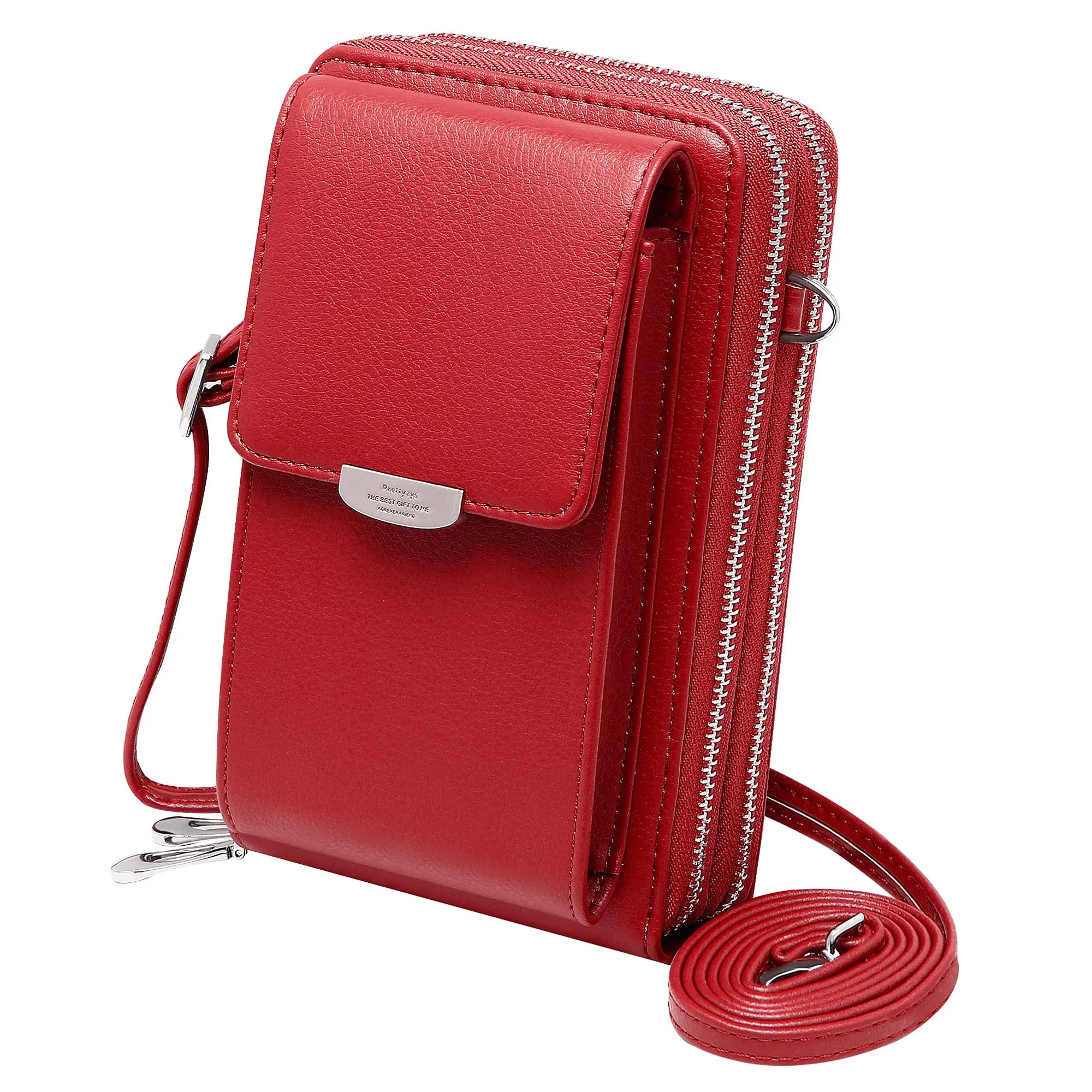 Outdoor Double Cell Phone Pouches Women Pu Leather Crossbody Mini Sling Bag Mobile Phone Bag Cute Makeup Bag
