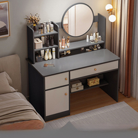 Coiffeuse de chambre moderne avec miroir éclairé, meuble de rangement pour maquillage écologique et durable pour maison de location