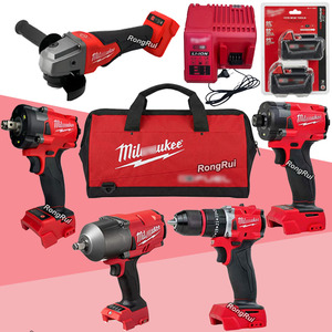 ชุดเครื่องมือไฟฟ้ามืออาชีพ Milw พร้อมแบตเตอรี่ลิเธียมและเครื่องชาร์จ 18V เครื่องเจียร์มุม ประแจกระแทก สว่านไร้สาย ชุดเครื่องมือไฟฟ้าไร้สาย - Product Image 1