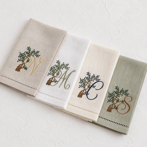 Serviettes en lin brodées 100% lin, napperons à points festonnés faits à la main, style classique, décoration de table pour hôtel, festival, banquet - Product Image 4