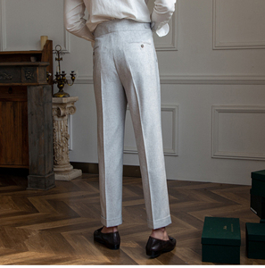 2024 nouveau printemps et été hommes Naples droite taille haute gris clair confortable affaires polyvalent pantalons longs hommes - Product Image 3