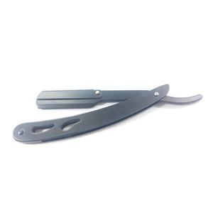 New Black Barber <b>Razors</b> Private Label Logo Stainless Steel Cut Throat Men <b>Straight</b> Shaving <b>Razor</b> Black Wholesale Best Price - Product Image 4
