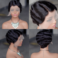 Perruque courte bob de 6 pouces, cheveux humains raides, lace frontale 13*1, pré-épilée, dentelle transparente, coupe courte pour femmes noires