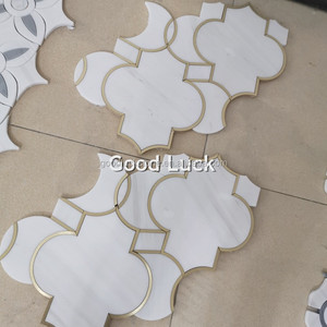 <strong>Lantern</strong> Shape Marble Waterjet Mosaic Inlay <strong>Brass</strong> for Wall Floor Tile - Product Image 4
