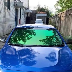 Film teinté pour vitres de voiture effet caméléon rouge coucher de soleil, protection <span class=keywords><strong>solaire</strong></span> pare-brise <span class=keywords><strong>anti</strong></span>-UV, changement de couleur, rejet de <span class=keywords><strong>chaleur</strong></span>, matériau PET, 60 pouces * 100 pieds - Product Image 2