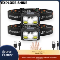Lampu Kepala Sensor Gerak 5-LED Baru Berkualitas Tinggi, Pengisian Daya Tipe-C, Bahan ABS, Lampu Senter Lari Malam Luar Ruangan