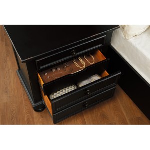 Black Finish Nightstand With Hidden <b>Drawer</b> Casual Transitional Bed <b>Side</b> Table - Product Image 5