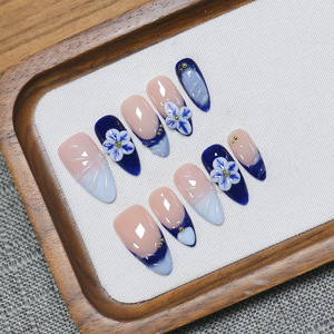 <span class=keywords><strong>Uñas</strong></span> Postizas Hechas a Mano <span class=keywords><strong>de</strong></span> Alta Calidad, Estilo <span class=keywords><strong>Porcelana</strong></span> Azul y Blanca, Accesorios con <span class=keywords><strong>Diseños</strong></span> Personalizados Disponibles, Precio al por Mayor - Product Image 3