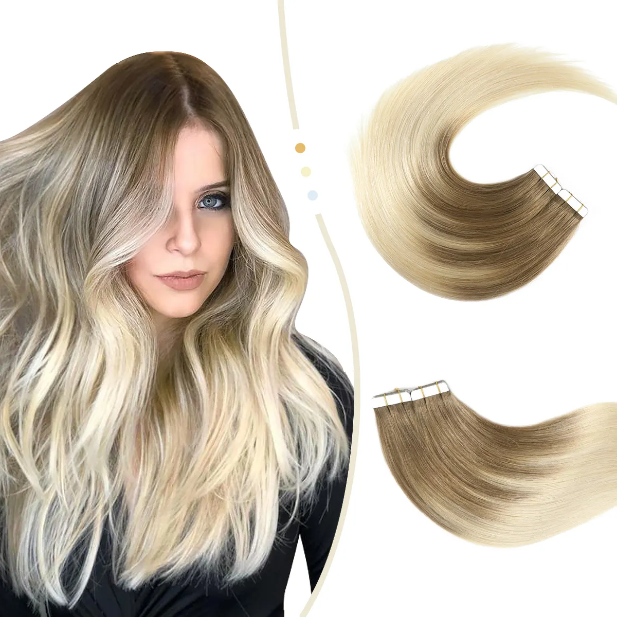 Extensiones de Cabello virgen 100% Remy, extensiones de cabello con cinta de PU