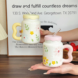 MM Direct in cartone animato carino tazza di caffè in ceramica fresca <span class=keywords><strong>con</strong></span> coperchio di alto valore Design creativo del cuore della ragazza che usa la tazza dell'acqua - Product Image 2