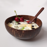 Vente en gros 100% naturel écologique salade crème glacée noix de coco bois tasses en vrac coquille de noix de coco bol avec support noix de coco tasse pour boissons