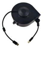 Carrete Retráctil para Cable USB/Ethernet DYH-1703 con Bloqueo Automático, Plástico PP Ignífugo, 7m de Longitud, para Telecomunicaciones