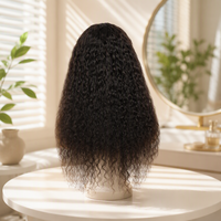Perruque indienne Remy sans colle, fabriquée à la machine, brun moyen, lisse crépu, longueur 13, densité 250%, franges aériennes, sans dentelle, perruque complète pour